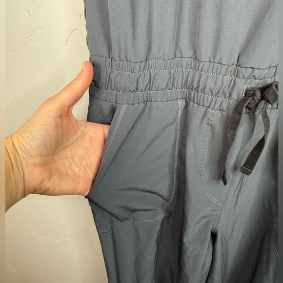 Albion Fit Cap Sleeve Jumpsuit Gray Elastic Waist One Piece XS - Picture 8 of 11